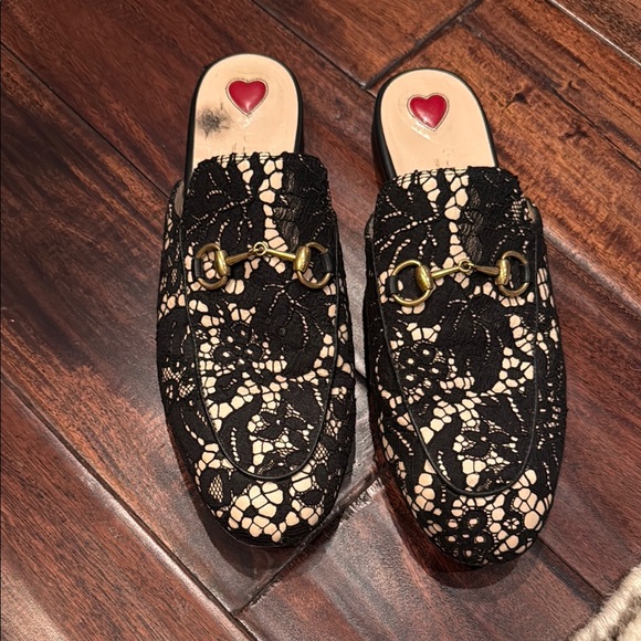 Gucci Black Lace Women's Loafers - Picture 1 of 6